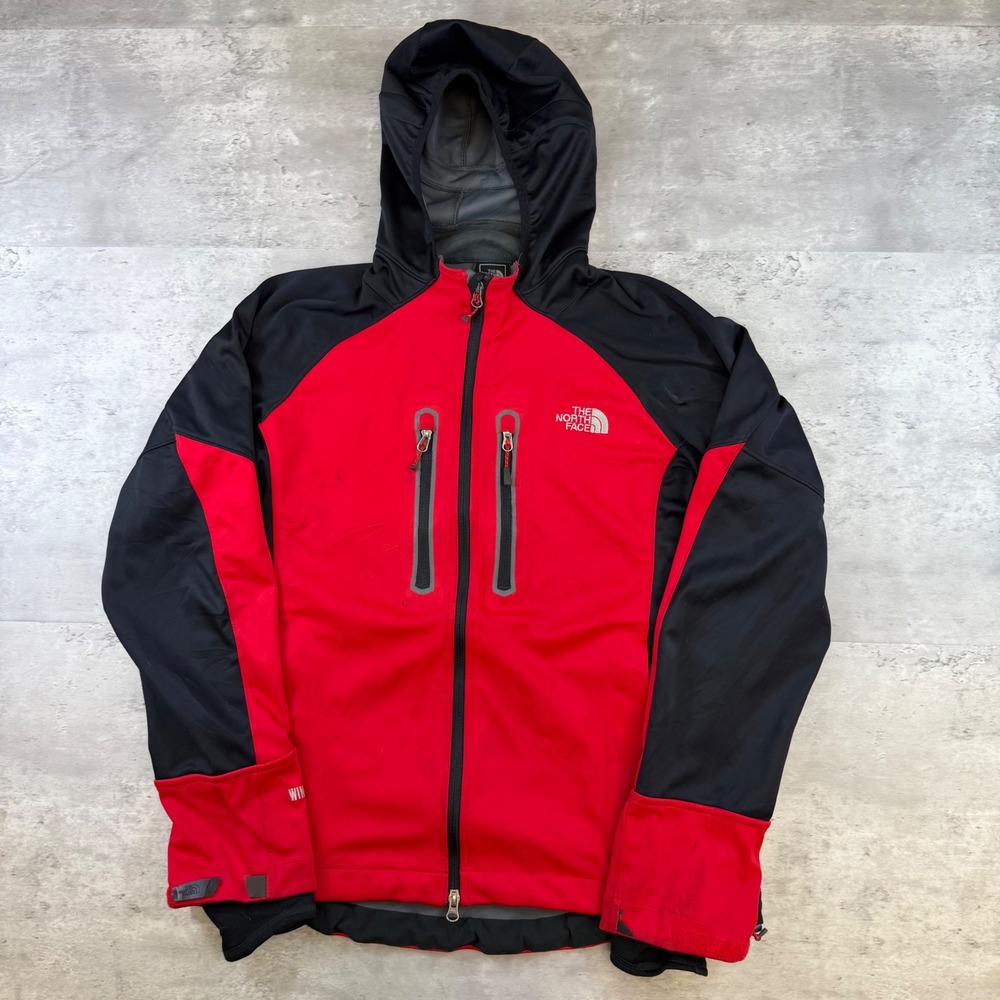 The North Face Summit Series Softshell Jacket Mens Large Red Black Hooded Zip